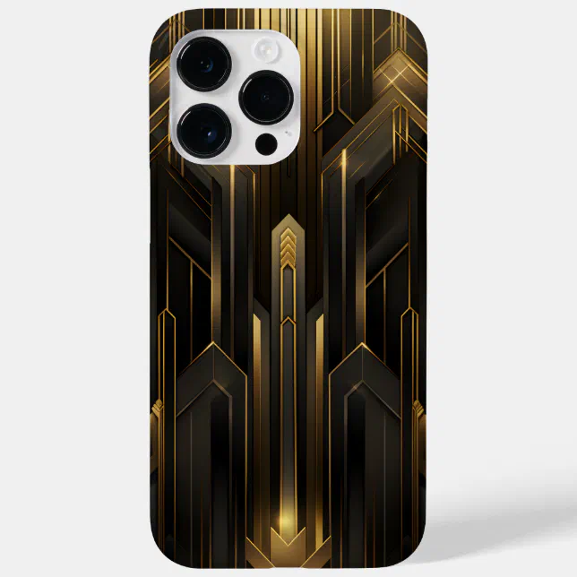 Art Deco Retro 1920s Black n Gold Case-Mate iPhone 14 Pro Max Case