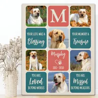 Dog Memorial Gift Pet Loss Retro Colors 6 Photo  Plaque