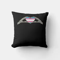 Bone Hands Heart Transgender Goth Minimal Style Throw Pillow
