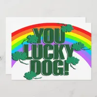Lucky Dog and Rainbow St. Patrick's Day Flat Holiday Card