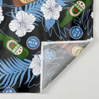 Tropical Palm Leaves and Beer Bottles Beach Bar Tapestry