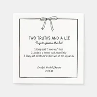 Bridal Shower Game "Two Truths and a Lie" Fun Fact Napkins