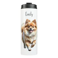 Cute Pomeranian Dog Watercolor Personalized Thermal Tumbler