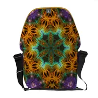 Geometric Fractals Gold Purple Messenger Bag