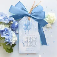 String Lights & Balloons Sweet 16 Lt. Blue ID473 Gift Tags