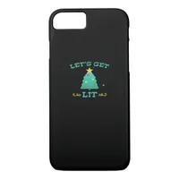 Let's Get Lit Funny Drunk Drinking Christmas Tree  iPhone 8/7 Case