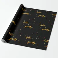 70th birthday black gold hello 70 typography wrapping paper