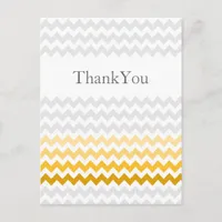 Mod chevron yellow and gray  Ombre Thank You Postcard