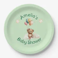 Sweet Little One on the Way Green Baby Shower Paper Plates