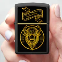 Engraved Bison Buffalo Head in Circular Design Zippo Lighter