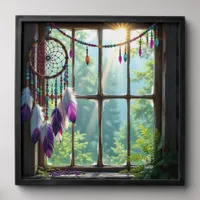 Pretty Boho Purple Dreamcatcher in Window   Peel And Stick Photo Tile