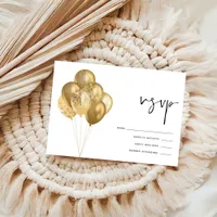 Glittery Gold Balloons Birthday Party RSVP