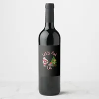 Let's Get Lit Santa Christmas Tree Design Wine Label