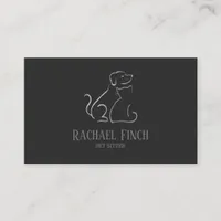 Silver And Charcoal Modern Minimalist Pet Sitter Business Card