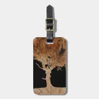 Wood tree luggage tag