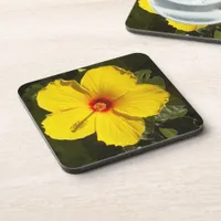 Yellow Hibiscus Flower Drink Coaster