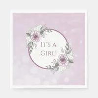 It's a Girl, Mauve Roses Baby Shower    Napkins