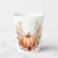 Fall Pumpkin Autumn Baby Shower Paper Cups