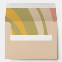 Retro Groovy 70s Cute Yellow Pink Green Wedding Envelope