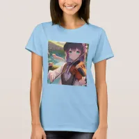 Beautiful Anime Girl Playing the Violin  T-Shirt