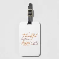 thankful heart is a happy heart thanksgiving luggage tag