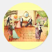 Vintage Halloween Greetings Dancing Classic Round Sticker