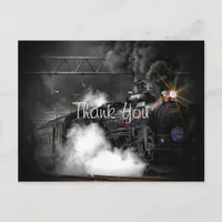 Old Vintage Steam Train Locomotive Thank You Postcard