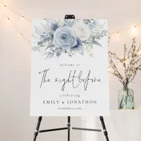 Dusty Blue Florals Night Before Welcome Foam Board