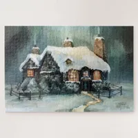 Merry Christmas Y'All Marvelous Winter Night    Jigsaw Puzzle