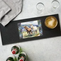 Shetland Ponies Watercolor Tartan Equine Pony Bar Mat