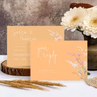 Sunny Wildflower Wedding Peach Orange ID1023 RSVP Card