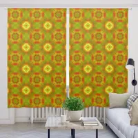 1970 Geometric Retro Pattern Red, Orange, Green Blackout Curtains