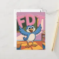A bird with an FDT letters in a classroom Postcard