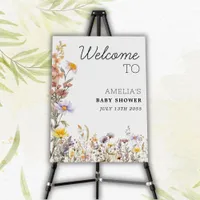 Watercolor Wildflowers Baby Shower Welcome Sign 