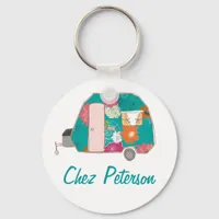 Personalized Retro Art Caravan Owner's Keychains