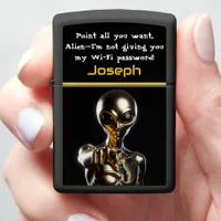 Golden Alien Reaching out in a Surreal, Dark Realm Zippo Lighter