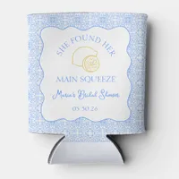 Main Squeeze Bridal Shower Lemon Blue Tile Can Cooler