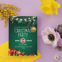 Green Red Modern Christmas Party Invitation