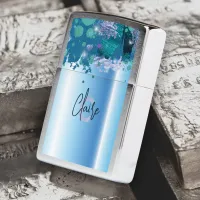 Luxury Chic Artistic Modern Glam Blue Metallic Zippo Lighter