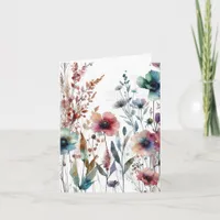 Alcohol Ink Watercolor Floral Blank Note Card