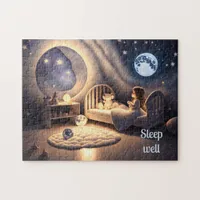 Girl prays in moonlight and by starlight, custom  jigsaw puzzle