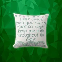 Christian Prayer for kids Green & Pink | Throw Pillow