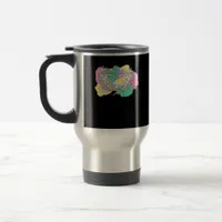 Skeleton Hands Heart With Abstract Coloured Backgr Travel Mug