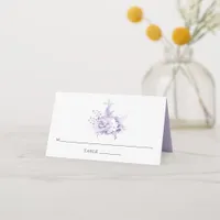 Lilac and Silver Floral Baptism or Christening Place Card