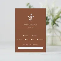 Rustic Terracotta Simple Modern Botanical Wedding RSVP Card