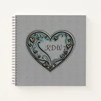 Antique Copper Heart Notebook