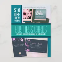 Teal ColorBlock Photo template Business Postcard