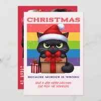Candy Cane Pop Funny Cat Retro Christmas Photo Holiday Card