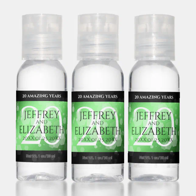 Elegant 20th Emerald Wedding Anniversary Hand Sanitizer