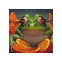 Frog and Oranges Wood Wall Art
